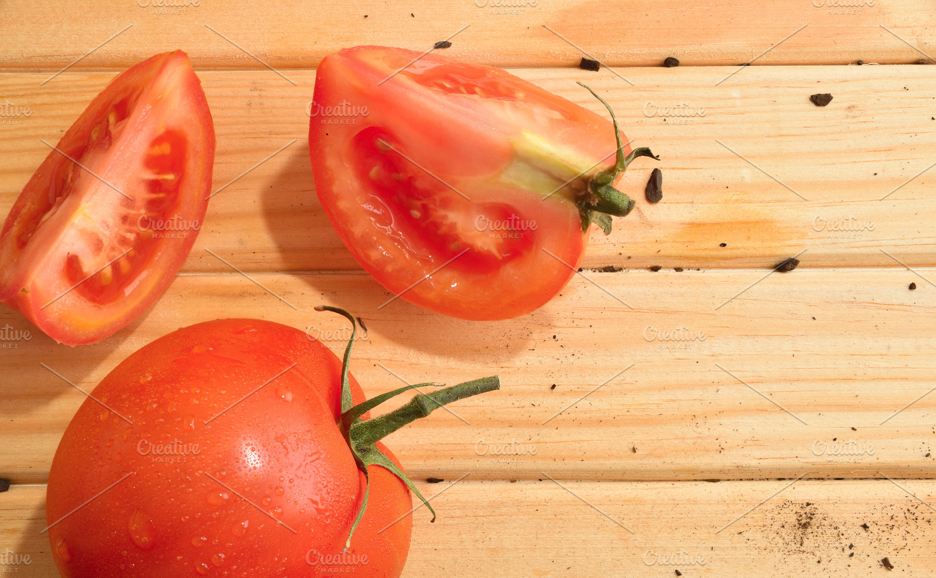 Fresh Tomatoes on Wooden Table, a Food & Drink Photo by Davizro's Market
