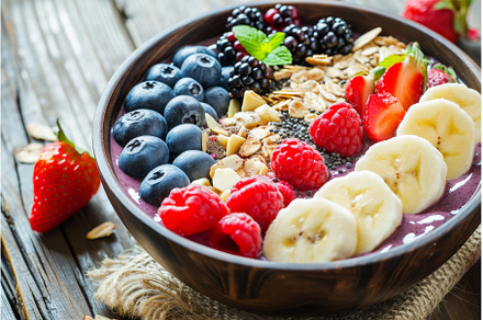 Tropical Acai bowl fruits meal, a Food & Drink Photo by Ylivdesign