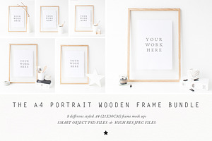 BUNDLE - A4 Wooden Frame mockup