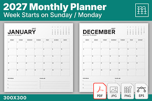 2027 Monthly Planner (MP049-27)