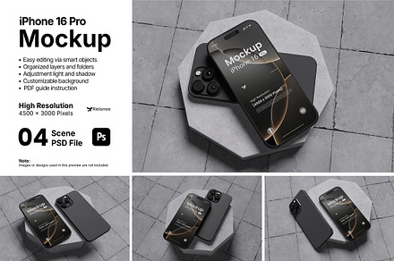 iPhone 16 Pro Mockup Bundle Set