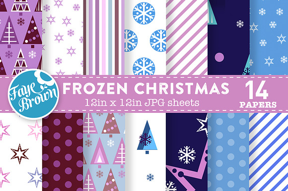 Frozen Christmas Digital Paper preview 5