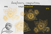 Sunflower clipart collection, an Illustration by Gennadi Digital Studio (Thumbnail 5 of 7)