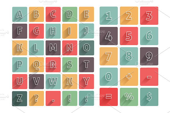 Flat Alphabet A Z Icons Set