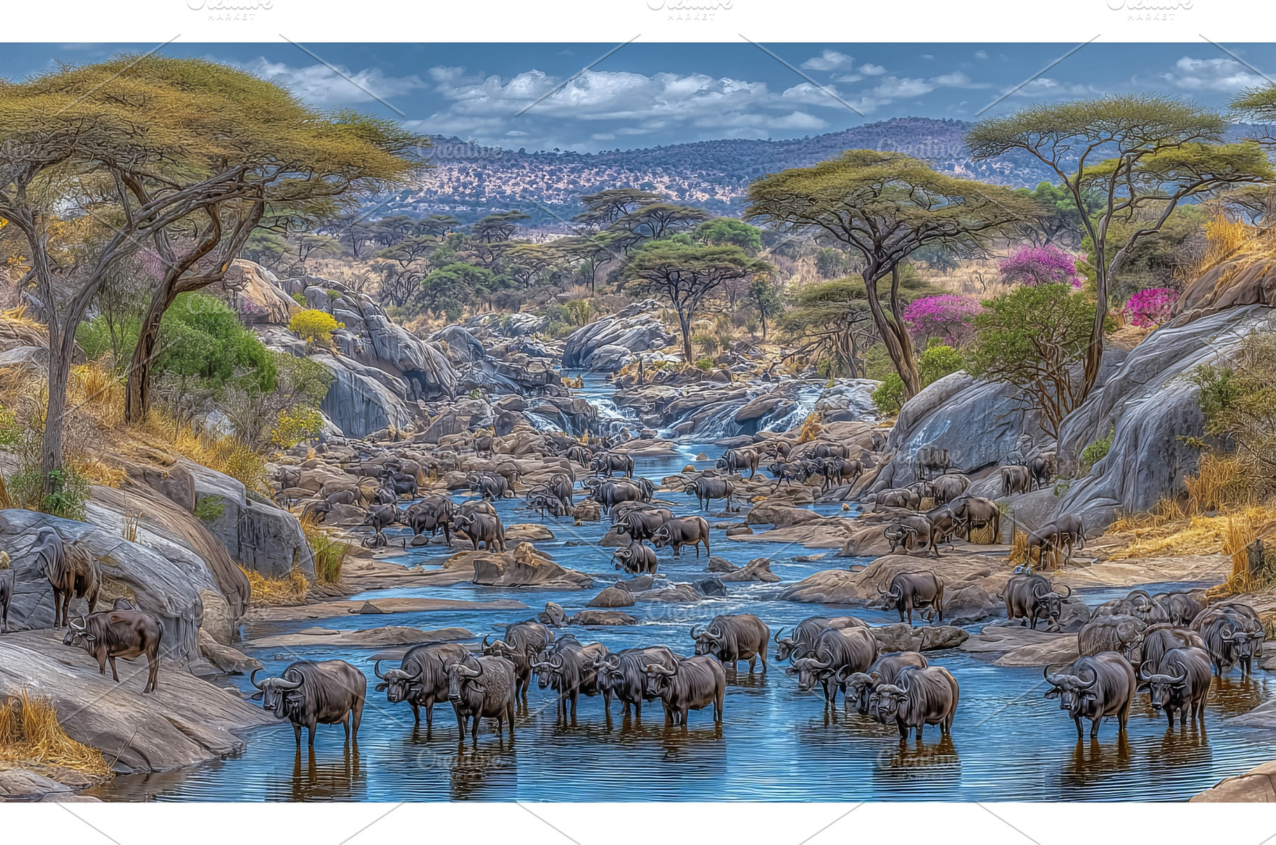 A sizable group of Cape Buffalo, an Animal Photo by ZinetroN