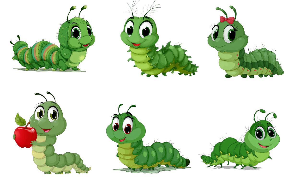 Watercolor Caterpillar Clipart, an Illustration by Dream Creation (Photo 2 of 7)