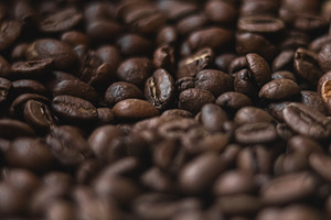 Roasted coffee beans creating a rich texture, offering a brown b, a Photo by Studio ANNA