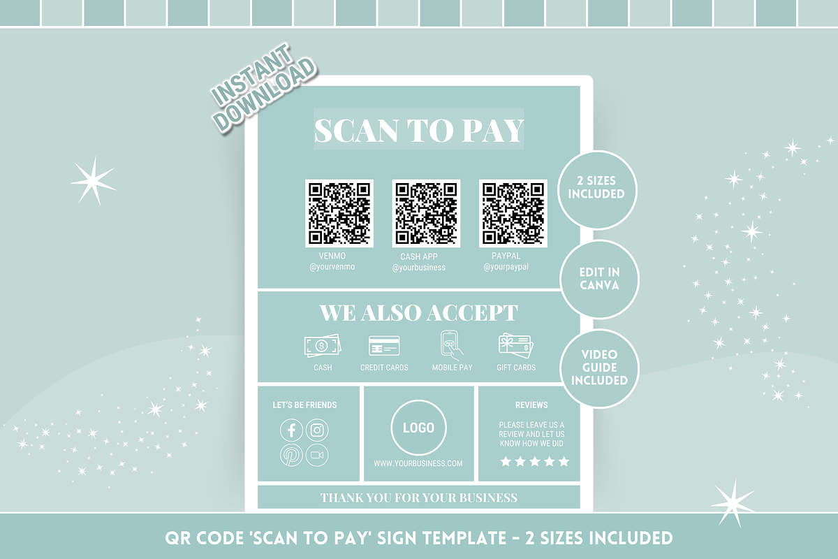 Green Scan to Pay Sign, a Flyer Template by SunshineStudioBoutique (Photo 1 of 10)