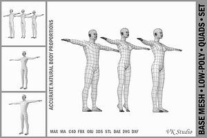 Female And Male Base Mesh T-Pose