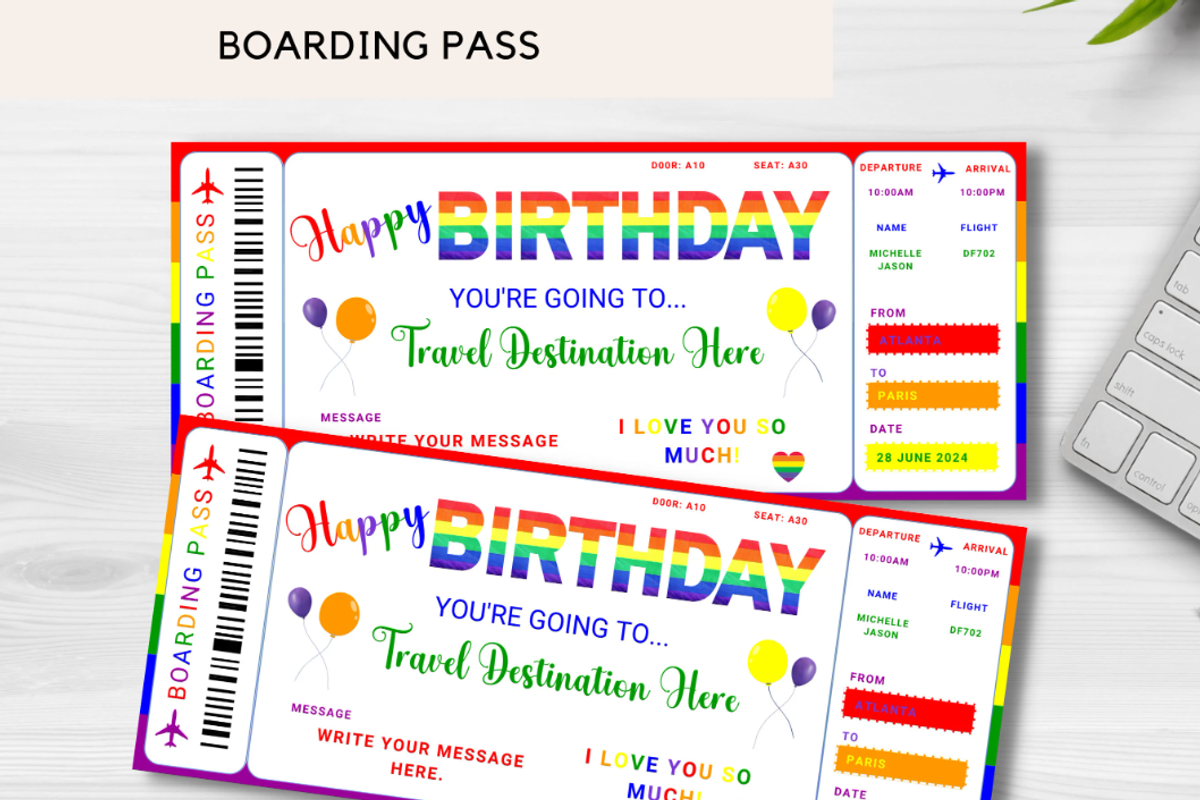 Happy Birthday Gift Boarding Pass, a Card Template by YasdeyDesigns (Photo 6 of 7)