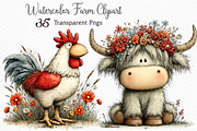 Watercolor Farm Clipart Bundle, a Seasonal Illustration by Craft Nest (Thumbnail 1 of 6)