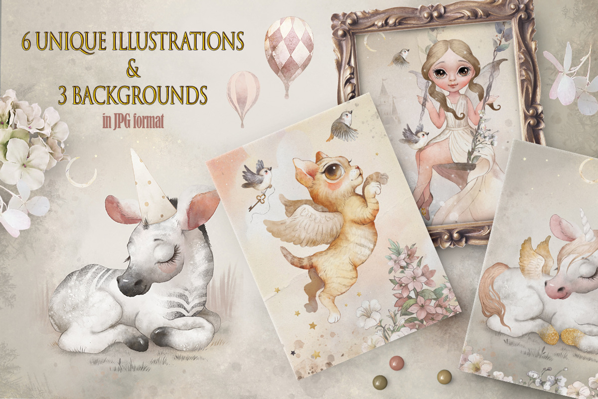 Flower circus.Watercolor vintage set, a Texture Illustration by TanyaSchuka (Photo 2 of 15)