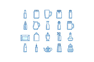 glass packaging bottle product icons, an Object Illustration by pikepicture
