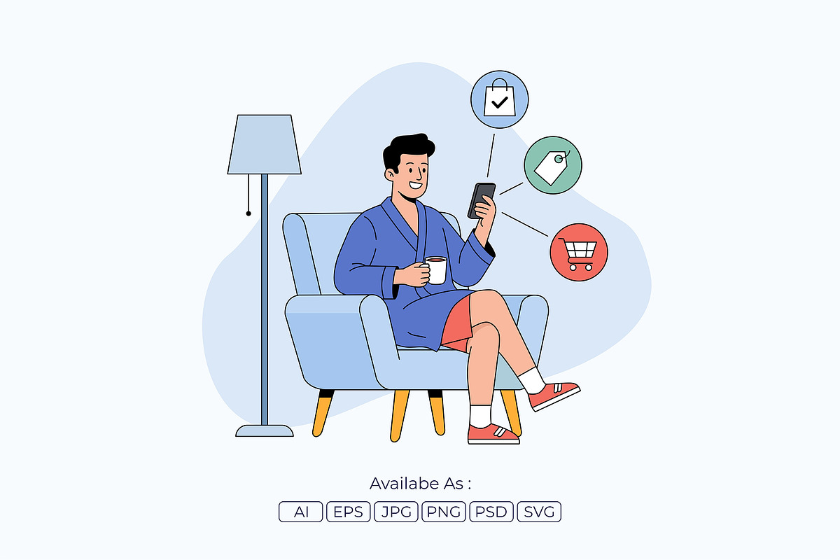 E-Commerce Shopping Illustration, a Person Illustration by Partikusi Design (Photo 2 of 3)
