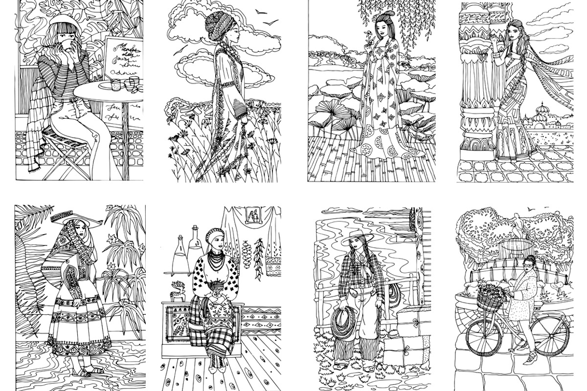Women of the world Coloring Book, an Illustration by ivanushka-art (Photo 5 of 6)