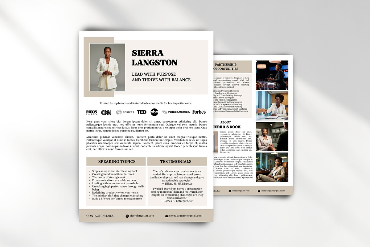 Editable Speaker Sheet Template, a Brochure Template by Business Chic (Photo 2 of 4)