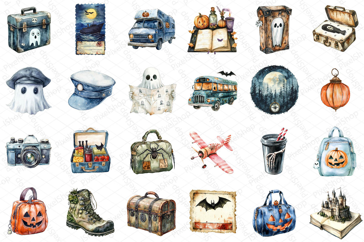 Spooky Halloween Travel Clipart Bund, an Illustration by DreamPrint404 (Photo 4 of 4)