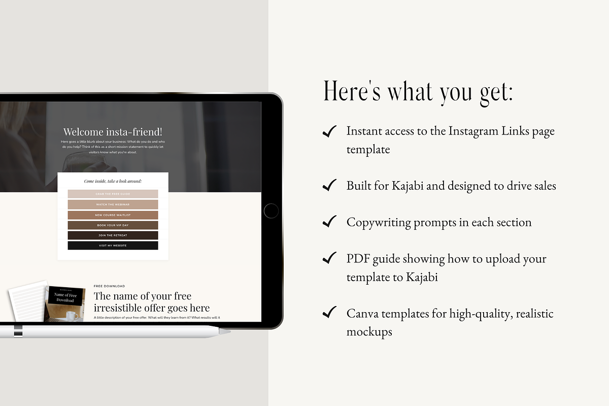 Kajabi Link in Bio Page Template, a Landing Page Template by Pixel & Flow (Photo 3 of 9)