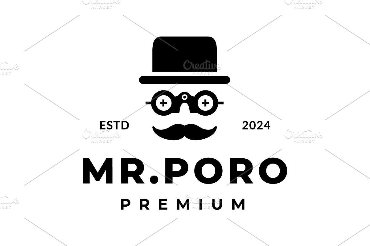 bowler hat man classic style logo, a Branding & Logo Template by devastd