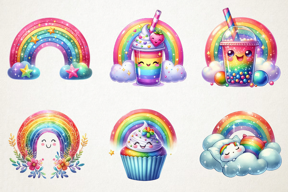Smiling Rainbow Digital Sticker, an Illustration by RobertsArt (Photo 6 of 7)