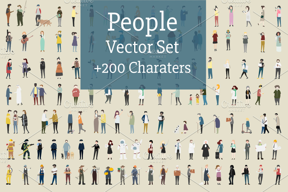 Vector set of illustrated people, a Person Illustration by rawpixel