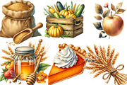 Watercolor Autumn Golden Harvest PNG, an Illustration by Designking (Thumbnail 2 of 4)