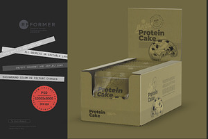 Display Box With Protein Cake Mockup