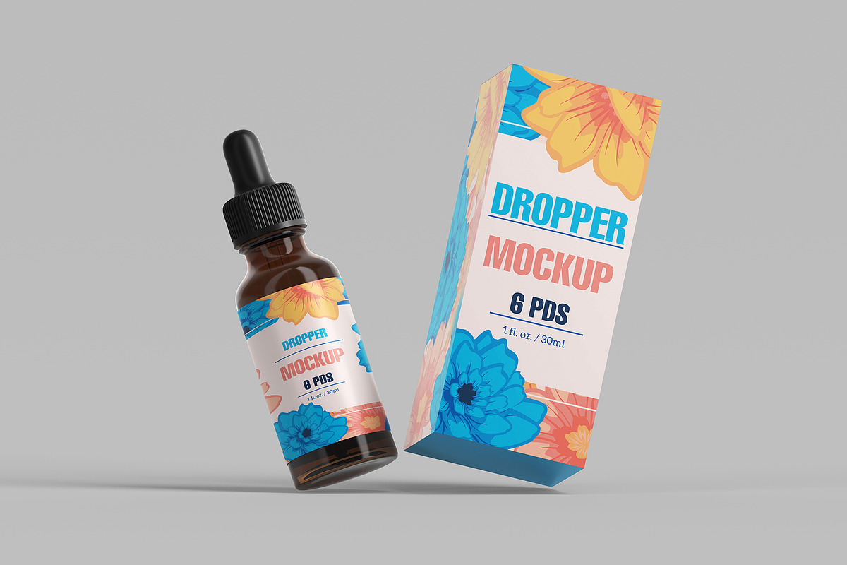 Dropper Bottle and Box Mockup 6 PSD, an Advertising Mockup by GraphicVil (Photo 5 of 9)