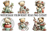Strawberry Bear PNG Clipart Set, a Seasonal Illustration by OK Design (Thumbnail 2 of 6)