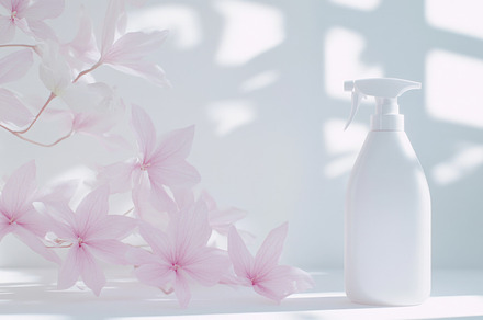 Seasonal spring cleaning, florals and cleaning products pastel m, a Photo by Dvoevnore photos
