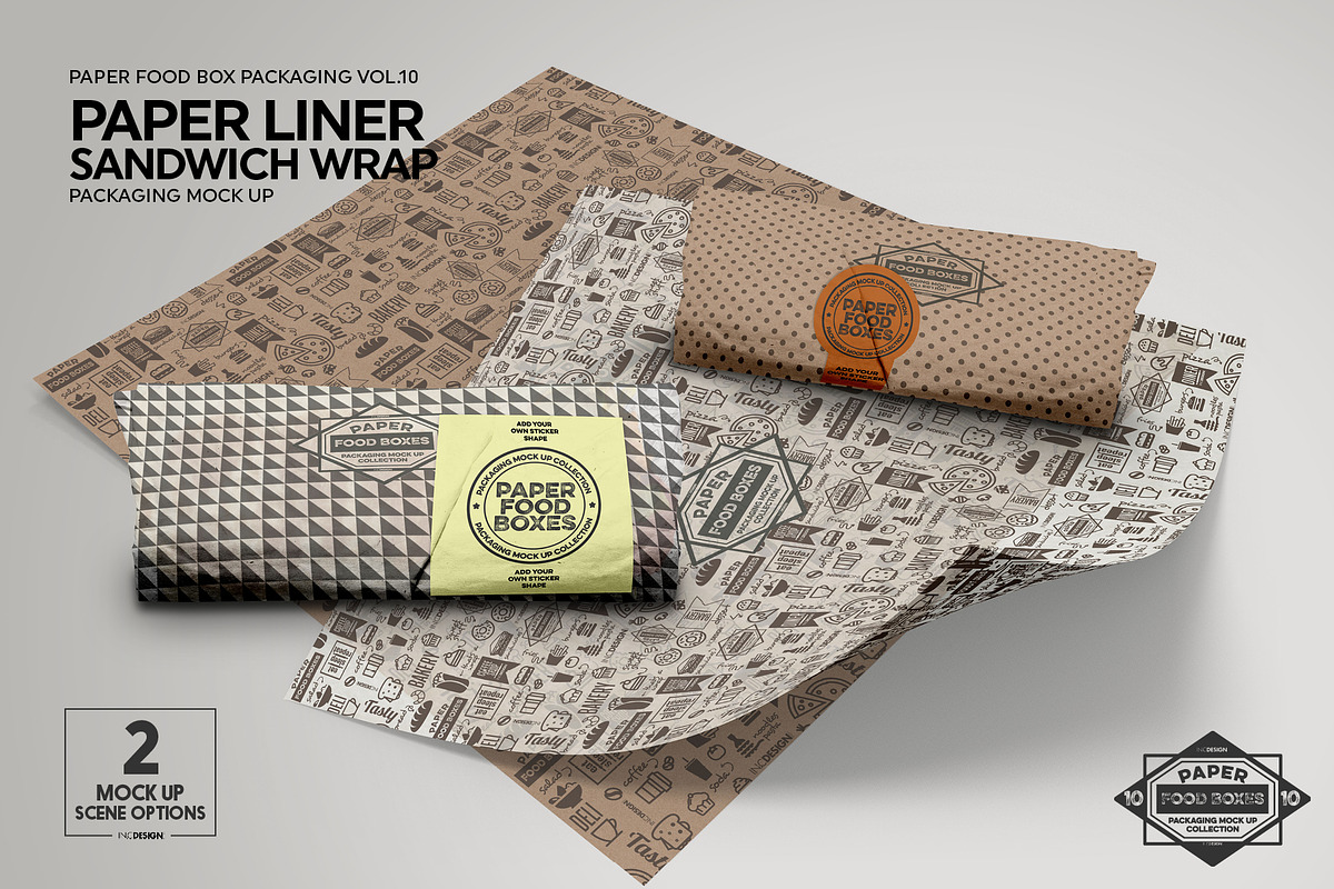 Wrap or Burrito Paper Liner Mockup, a Packaging Mockup by INCDesign (Photo 4 of 7)