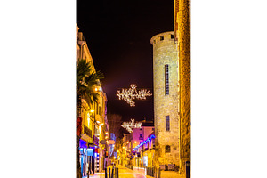 Street in Narbonne on Christmas - France, Languedoc-Rousillon, an Architecture Photo by Leonid Andronov