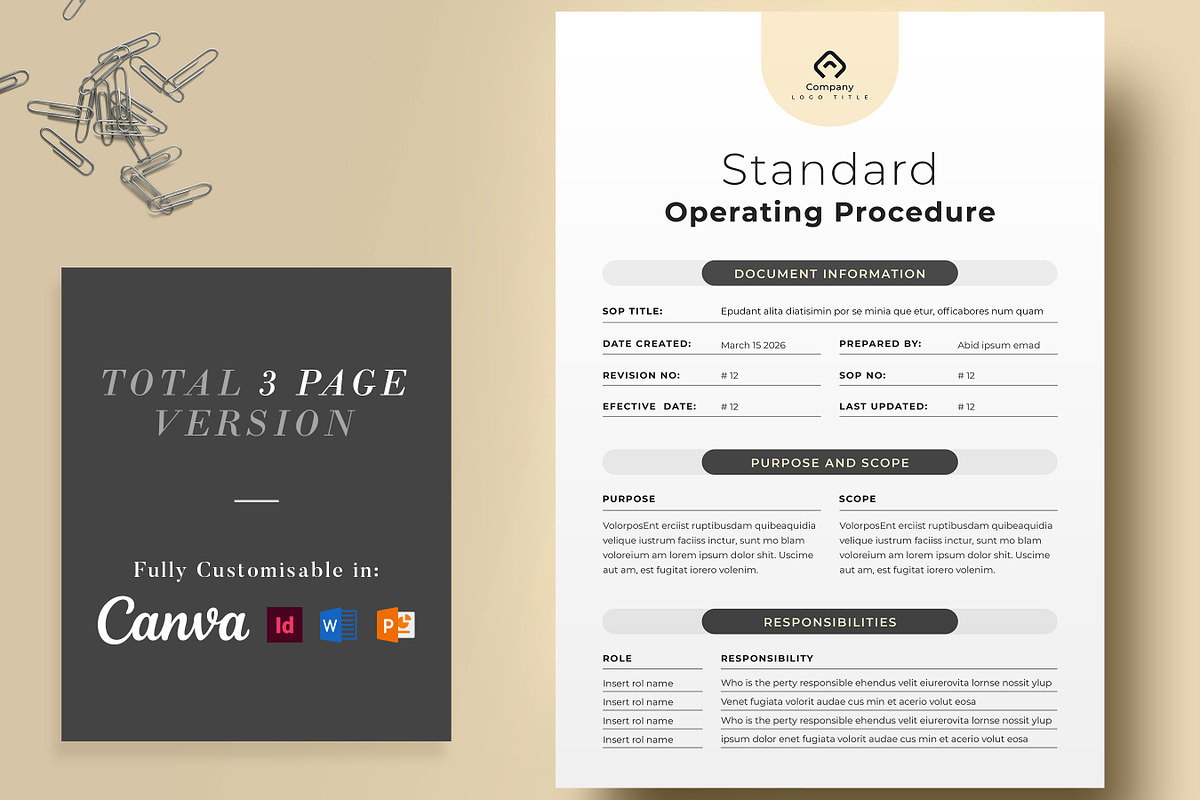 SOP Template, A4, US Letter, a Stationery Template by Niofix (Photo 2 of 7)