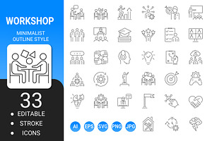 Workshop minimalist outline icon set, an Outline Icon by Icons