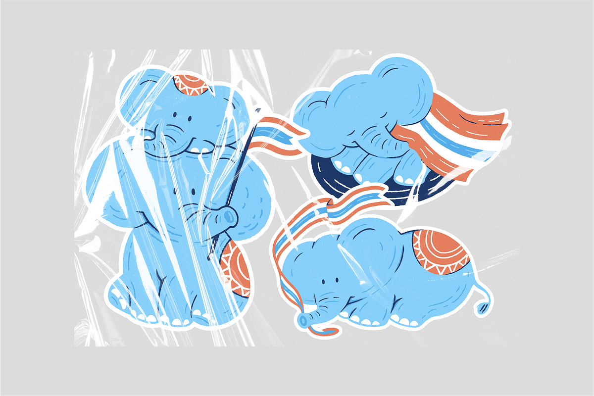 Patriotic Elephants Hand Drawn, an Object Illustration by Jump Studio (Photo 3 of 5)