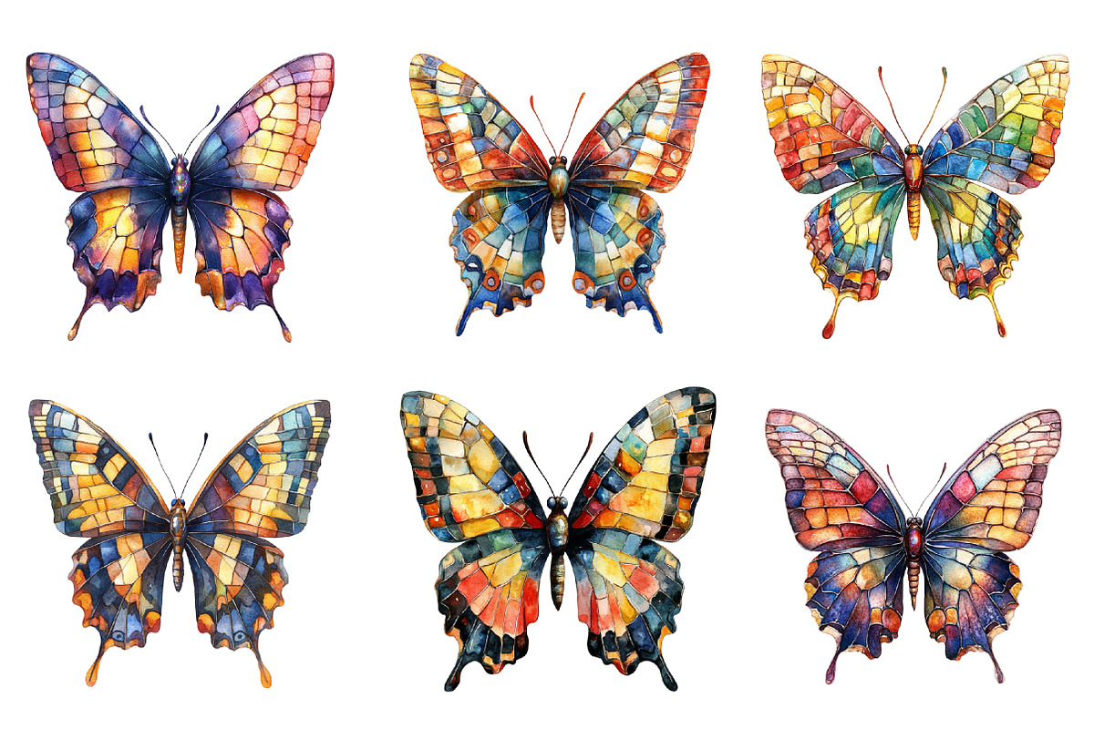 Beautiful Mosaic Butterfly Clipart, an Illustration by SinaCreation (Photo 2 of 5)