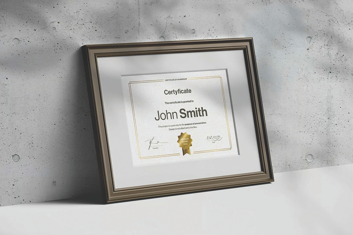 A4 Passe Partout Certificate Mockup, an Advertising Mockup by DesignRushMarket (Photo 12 of 13)