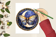 Lunar Moth Stained Glass Clipart, an Illustration by RobertsArt (Thumbnail 2 of 7)
