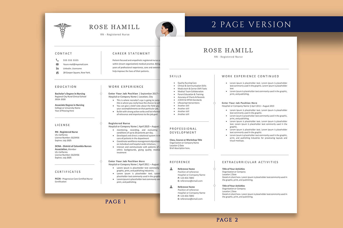 Professional RN Resume Template, a Resume Template by VictoriousVita (Photo 3 of 8)