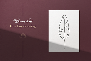 Banana Leaf. One line drawing.