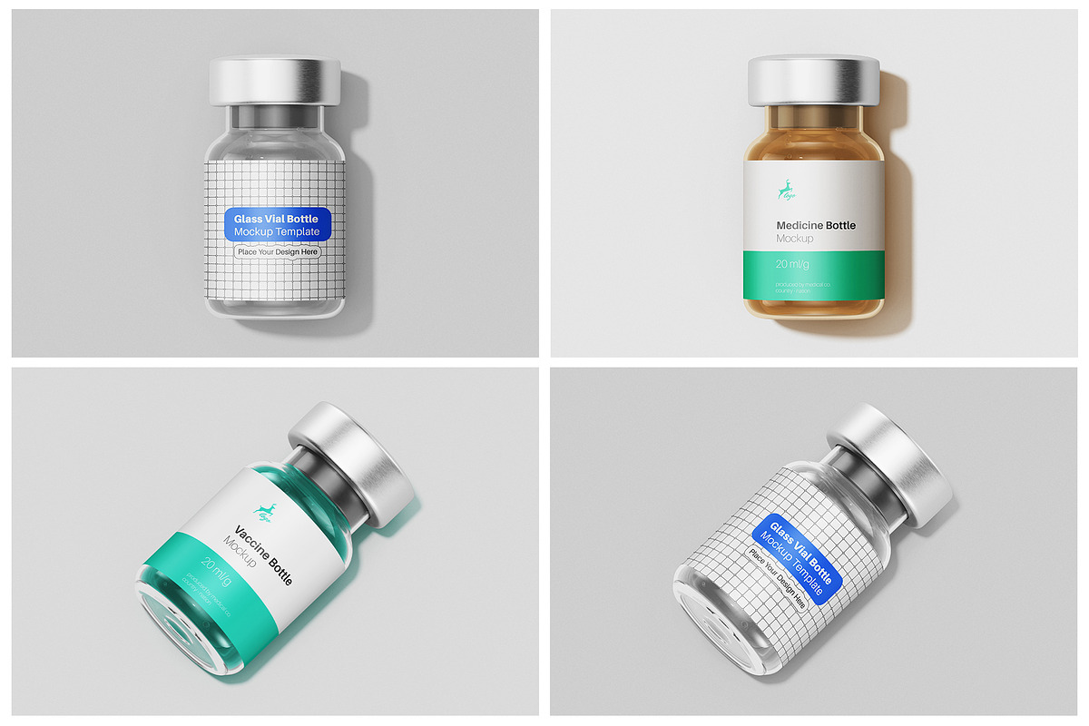 Vaccine Glass Vial Bottle Mockup Set, a Packaging Mockup by Remnand Studio (Photo 8 of 9)