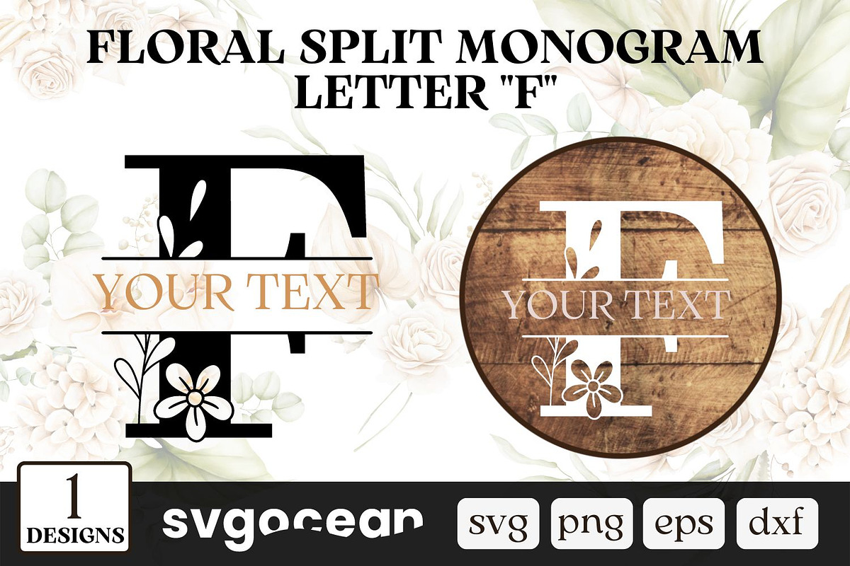 Split Letters Floral Monogram, an Illustration by svgocean