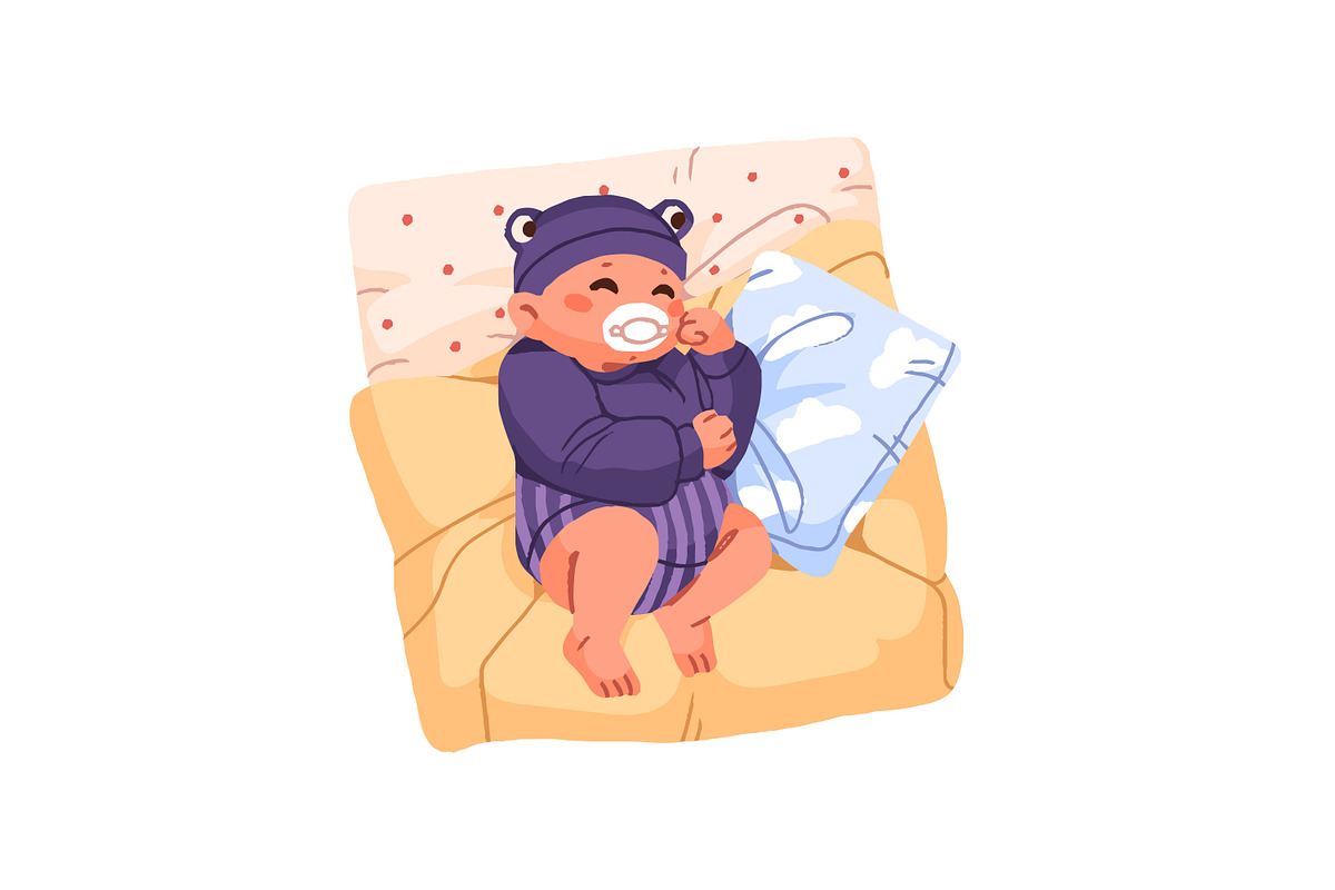 Cute babies sleeping in bed set, a Person Illustration by PaperTrident (Photo 7 of 11)