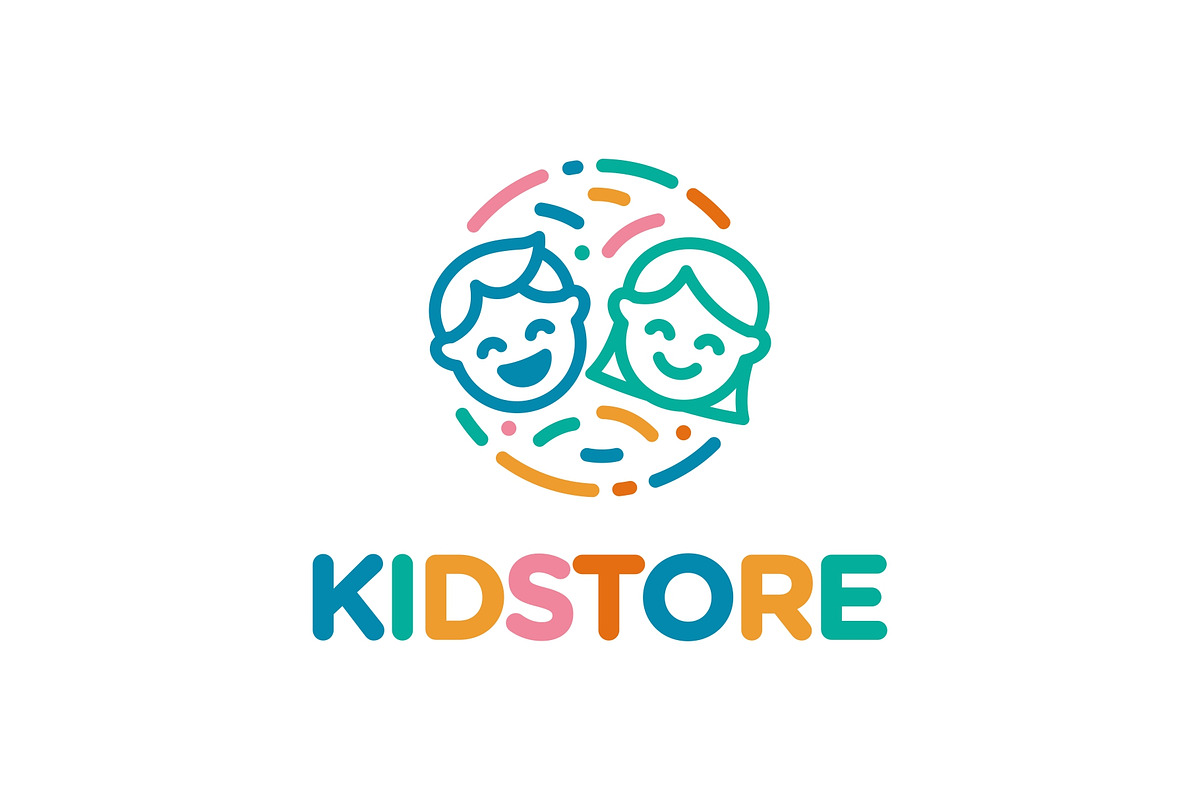 Boy Girl Kids Children Line Art Logo, a Branding & Logo Template by ika trisiana
