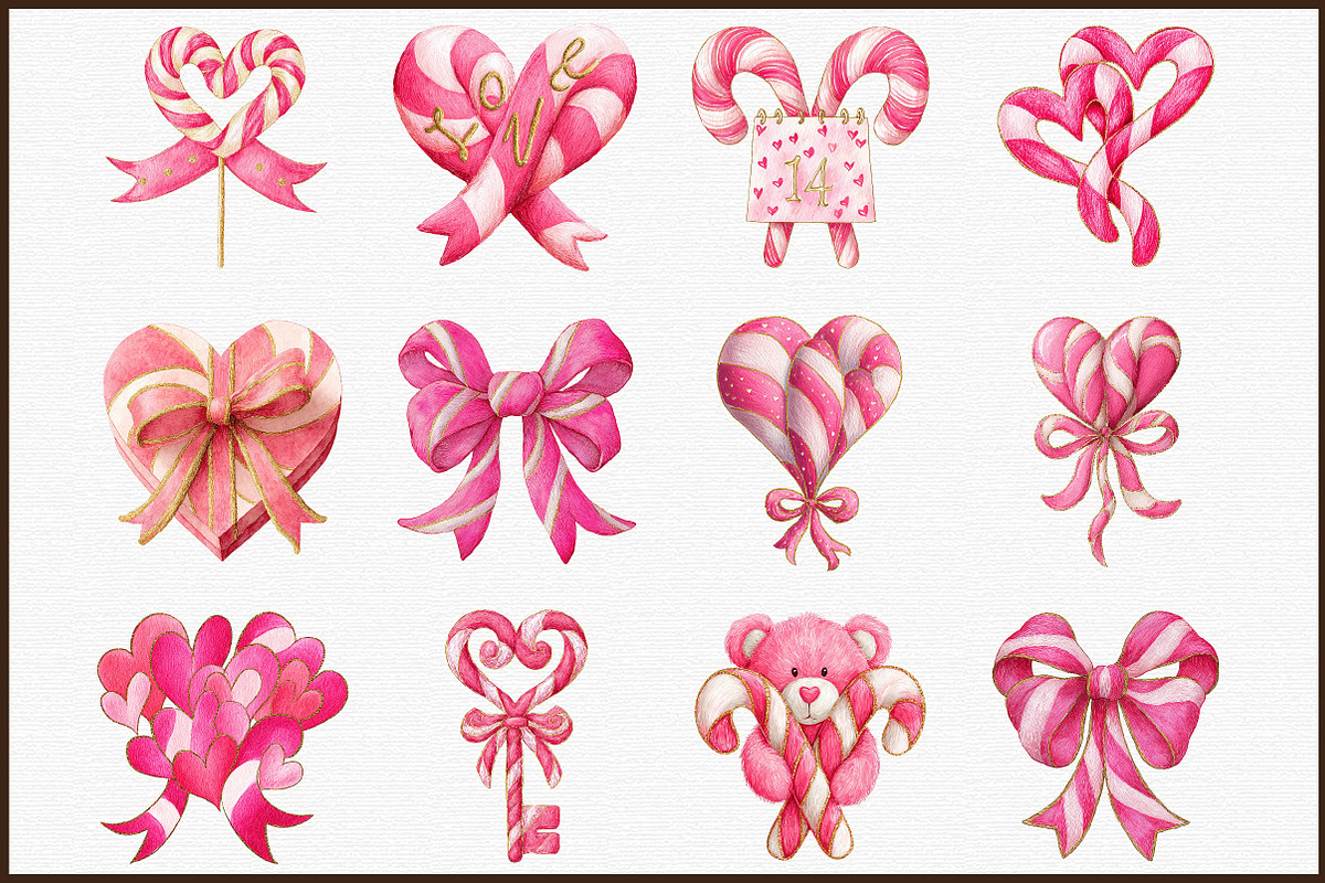 Watercolor Pink Valentines Clipart, an Illustration by Sublimation Artist (Photo 3 of 6)