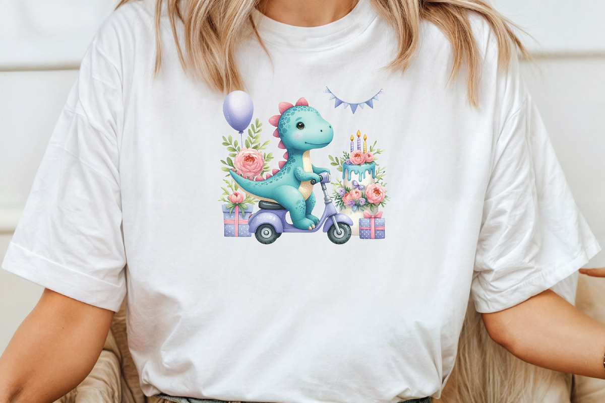 Blue Dinosaur Birthday PNG, an Illustration by CraftArtStudio (Photo 4 of 6)