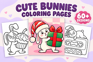 Cute Bunnies Coloring Pages Vol. 1