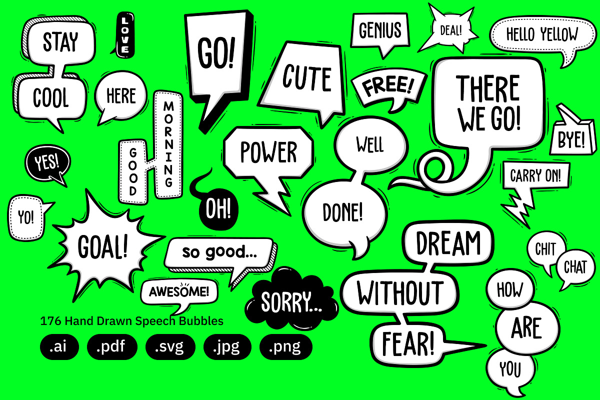 Hand Drawn Speech Bubbles – Doodles, an Object Graphic by crafty (Photo 7 of 10)