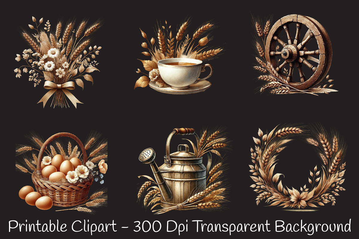 Sepia spring clipart bundle, an Illustration by RobertsArt (Photo 4 of 7)