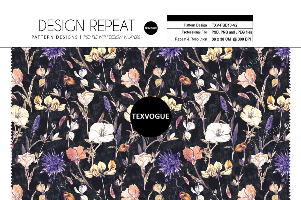 Bright Flowers - Seamless Patterns, a Pattern Graphic by texvogue (Photo 2 of 9)
